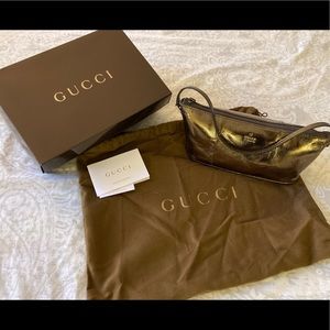 Gucci Snakeskin Pochette Bag -GOLD- Vintage 2000